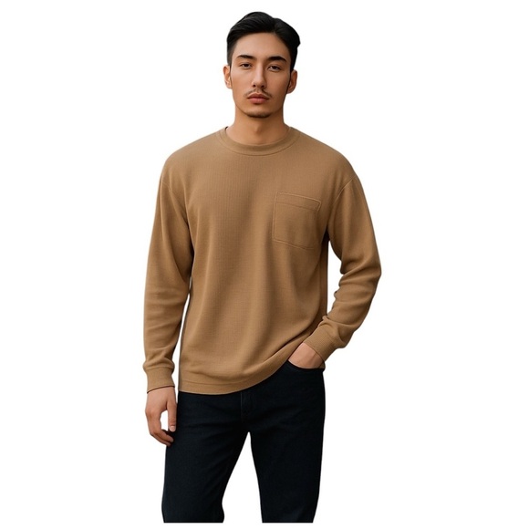Outerknown Men's Waffle-Knit Sweatshirt. Tan. Large - Picture 1 of 9